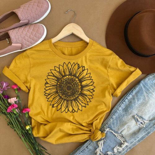 Sunflower Floral Indie Gardening Women Fall Cute Shirt image 0