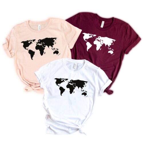 World Map Travel Lover Geography Teacher Exchagne Student Wanderlust Adventure Shirt image 0