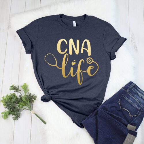 CNA Nurse RN Week School Stethoscope Cute Heart Shirt image 0