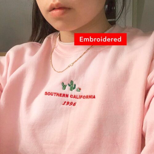 Southern California Embroidered Cactus Plant Lover Sweatshirt image 0