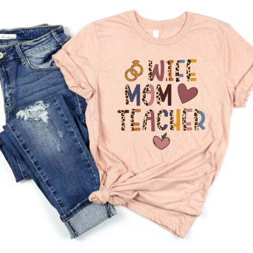 Wife Mom Teacher Elementary School Kindergarten Day Shirt image 0