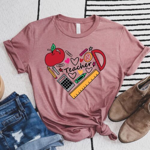 Inspirational Teacher Love Inspire Back To School First Grade Appreciation Shirt image 0