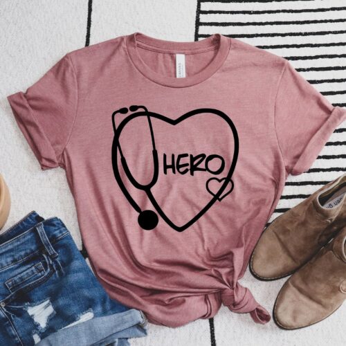 Stethoscope Hero Nurse Doctor Med School Cute Graduation Shirt image 0