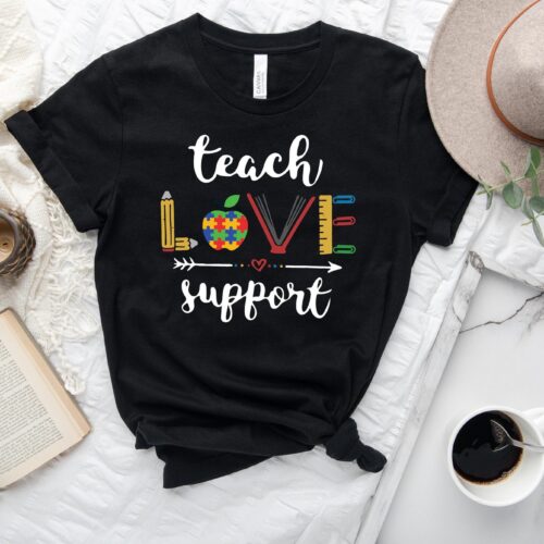 Inspirational Teach Love Support Back To School First Grade Appreciation Shirt image 0