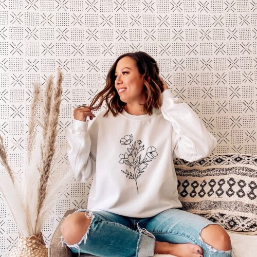 Flower Minimalistic Botanical Plant Women Aesthetic Sweatshirt image 0