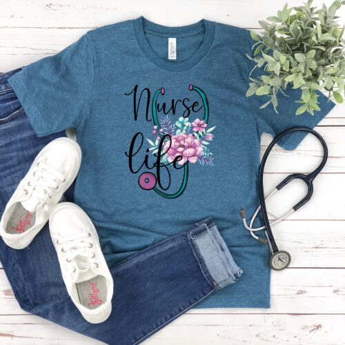 Nurse Flower Life Mom School Student Funny Graduate Shirt image 0