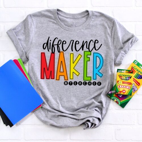 Difference Maker Teacher Love Inspire Back To School First Grade Appreciation Shirt image 0