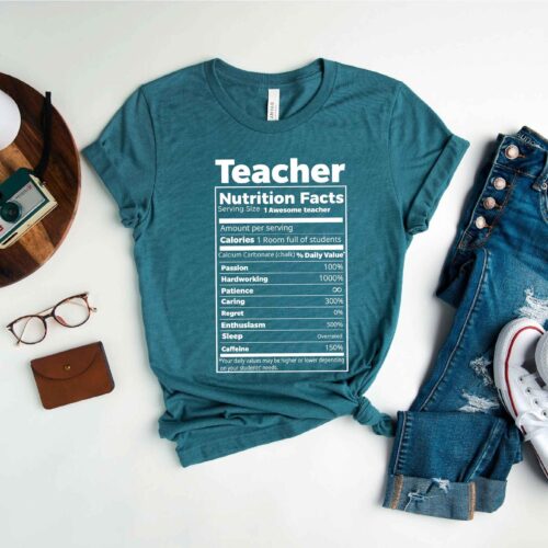 Teacher Nutrition Facts Back To School Day Shirt First Grade Appreciation Shirt image 0