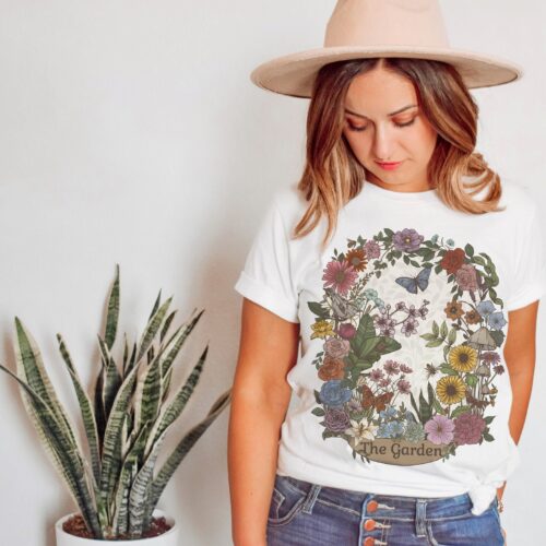 The Garden Tarot Aesthetic Plant Lady Mom Witchy Nature Lover Botanical Shirt image 0