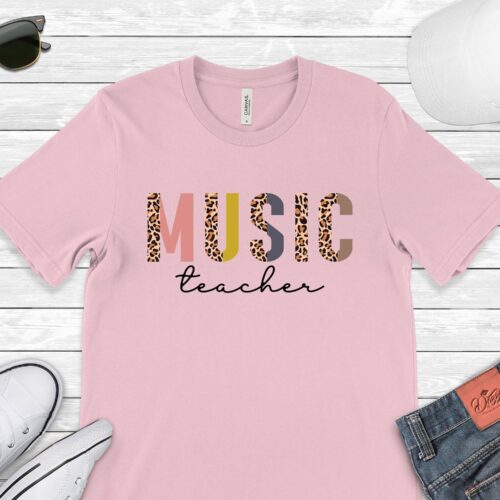 Music Teacher Life Leopard Back To School Cute Shirt image 0