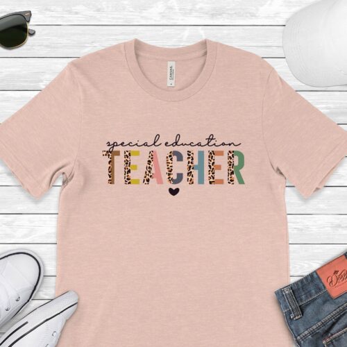 Special Education Teacher SPED Heart Leopard Shirt image 0