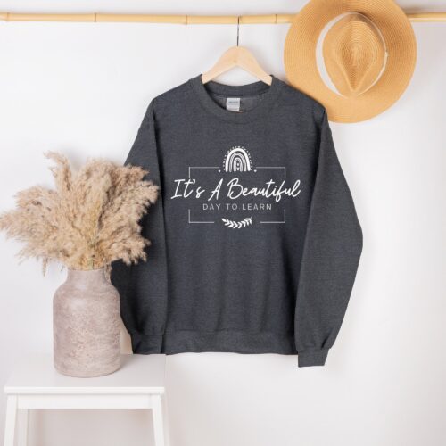 It's A Beautiful Day To Learn Teacher Appreciation Christmas School Spirit Sweatshirt image 0