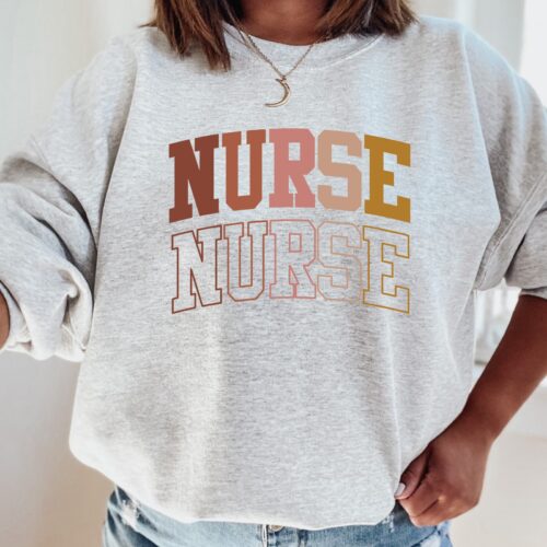 Boho Nurse Varsity Letters Healthcare Worker Grad Sweatshirt image 0