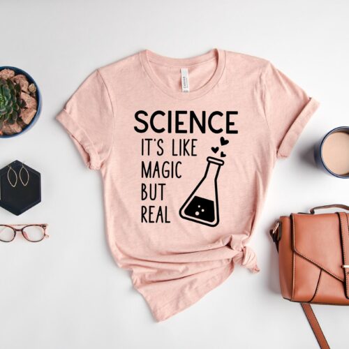 Woman Science Its Like Magic But Real Teacher Funny Nerdy Shirt image 0