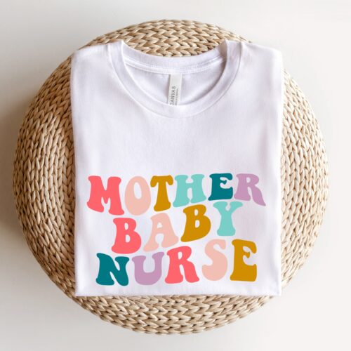 Mother Baby Nurse Postpartum Neonatal L&D Mother Baby Rainbow Shirt image 0