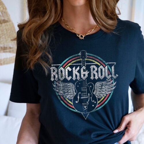 Vintage Rock and Roll Guitar Music Teacher Wings Shirt image 0