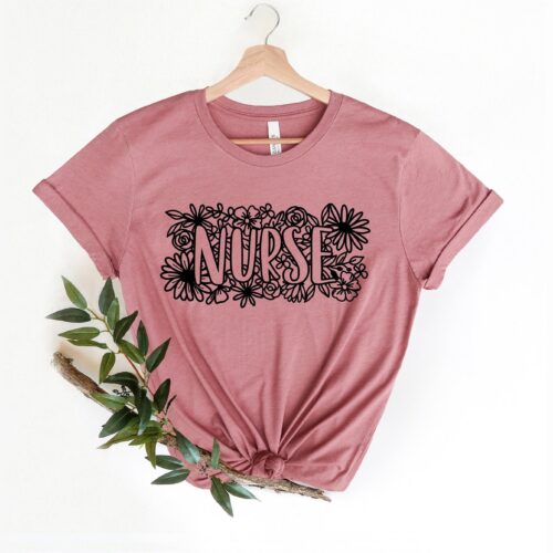 Floral Nurse RN Superhero Week Life School Flower Shirt image 0