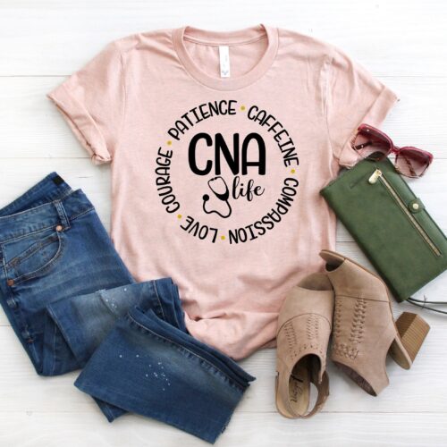 Nurse CNA Courage Patience Caffeine Graduation School Life Shirt image 0