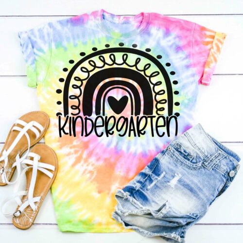 Rainbow Kindergarten Teacher Back to School Girls School Shirt image 0