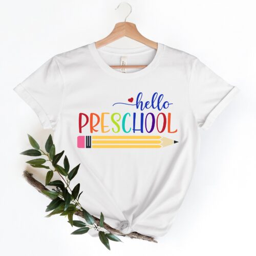 Hello Preschool Crew Squad Cute Teacher Pre-K Shirt image 0