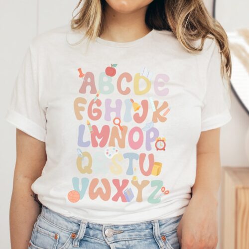 Cute ABCs Alphabet Preschool Teacher Kindergarten Nurse Shirt image 0