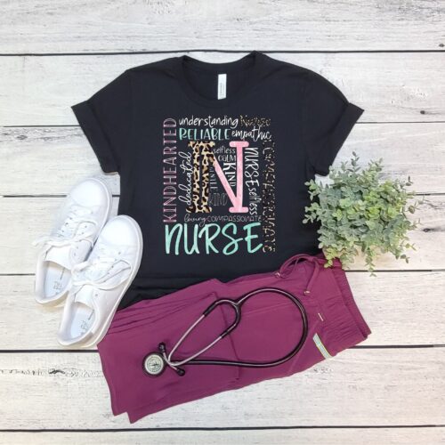 Retro Nurse Women Typography Leopard Kindhearted Understanding Shirt image 0