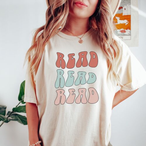 Retro Teacher Read Matching Cute Book Lovers Librarian Shirt image 0