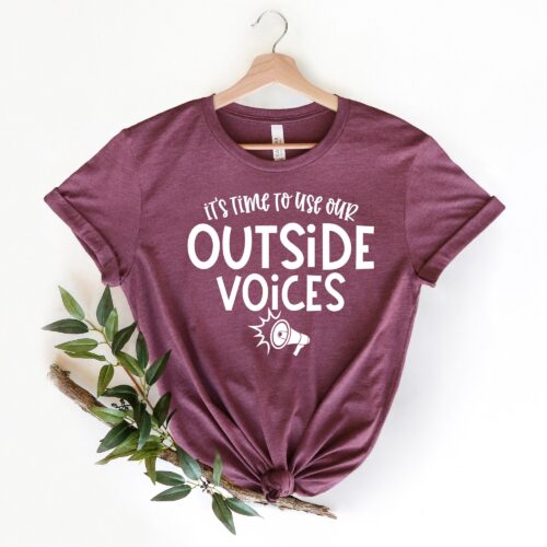 It's Time To Use Our Outside Voices Teacher Strike Strong Union Walkout Staff Shirt image 0