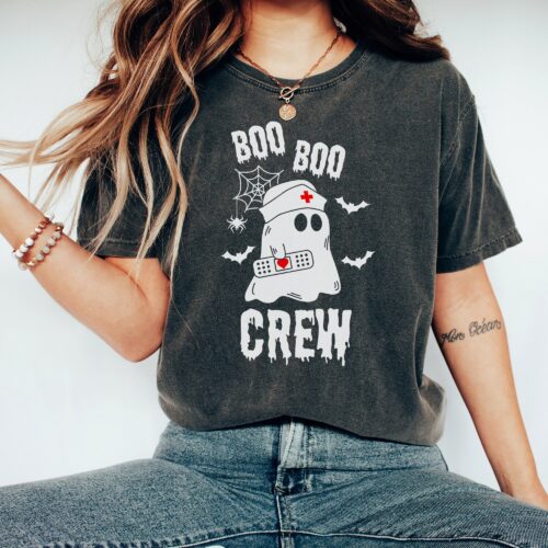 Halloween Nurse Boo Boo Crew Cute RN Fall Ghost Shirt image 0