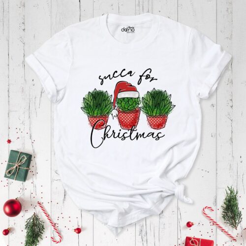 Succa For Christmas Cute Cactus Crew Family Christmas Plant Shirt image 0