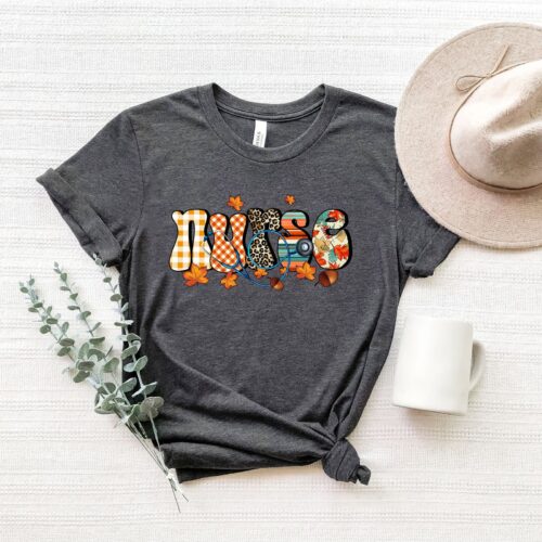 Fall Nurse Thankful Grateful Blessed Pumpkin Shirt image 0