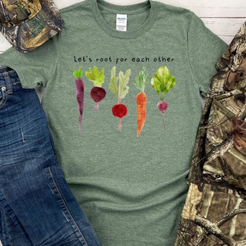 Lets Root For Each Other Plant Lover Gardening Vegetable Carrot Shirt image 1