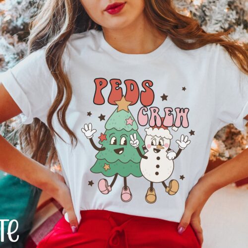 Pediatric Nurse Christmas PEDS Crew School Team Shirt image 0