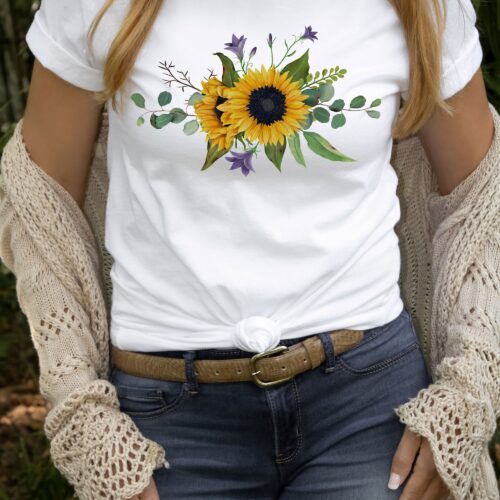 Sunflower Floral Garden Women Floral Botanical Shirt image 0