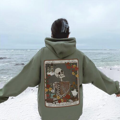 The Reader Tarot Card Witchy Stuff Book Lover Teacher Hoodie image 0