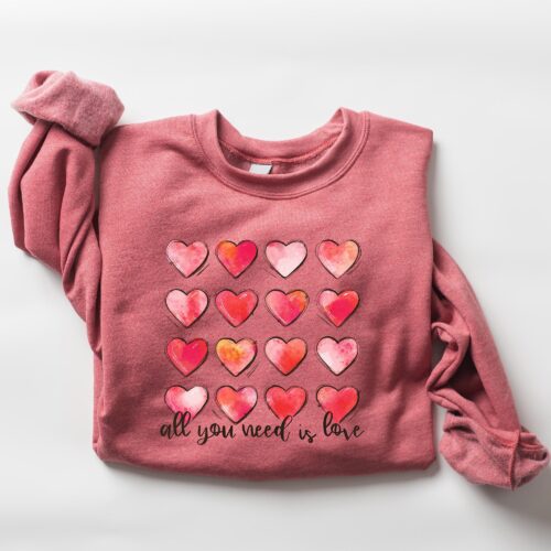 Retro Heart Valentines Women Teacher Love Day Sweatshirt image 0