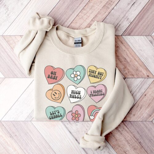 NICU Valentine's Day Neonatal Nurse Heart Candy Cute Sweatshirt image 0