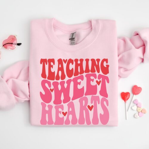 Retro Valentines Teaching Sweethearts Valentines Sweatshirt image 0