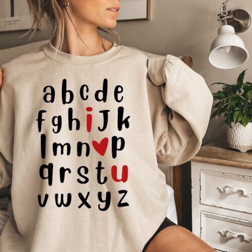 Alphabet I Love You Teacher Valentine's Day Heart Cute Sweatshirt image 0