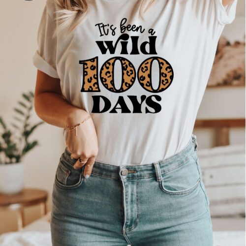 Its Been A Wild 100 Days Of School Funny Teacher Kindergarten Shirt image 0