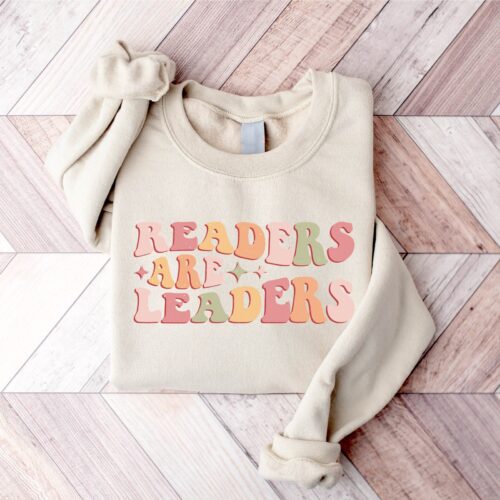 Retro Readers Are Leaders Cute Teacher Lover Group Sweatshirt image 1