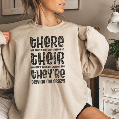 Funny Language Teacher Cute Grammar ESL Elementary School Sweatshirt image 0