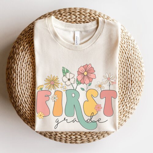 First Grade Teacher Wildflowers Back to School Team Spring Shirt image 0