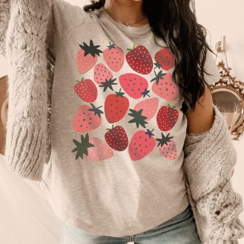 Cottagecore Strawberry Aesthetic Garden Botanical Shirt image 0