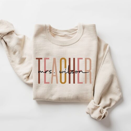 Custom Teacher Last Name Cute Appreciation Sweatshirt image 0