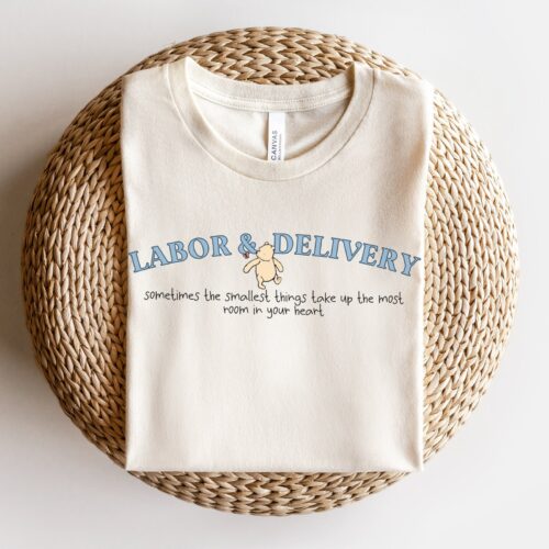 Winnie the Pooh Labor and Delivery Nurse Bear Baby Mother L&D Shirt image 0