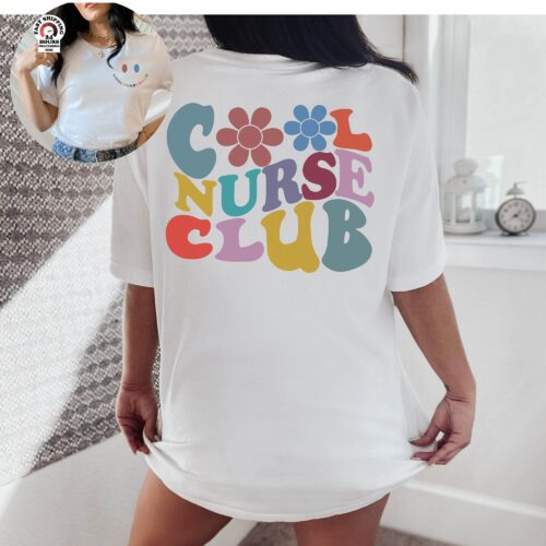 Cool Nurse Club Flower Floral Cute Med School Shirt image 0