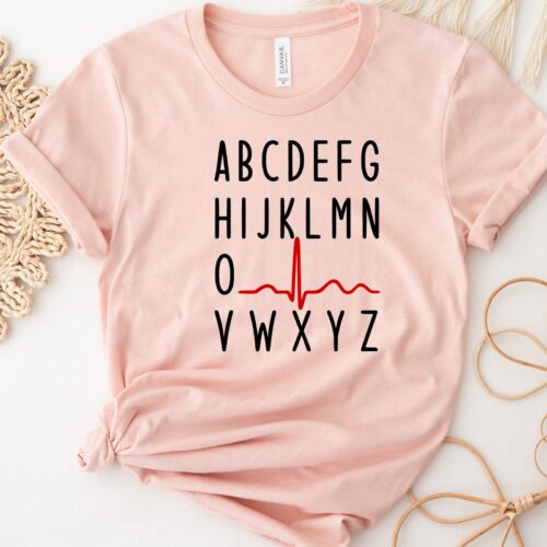 Nurse EKG Alphabet Funny Heartbeat PQRST School Shirt image 0