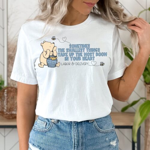 Winnie the Pooh Labor and Delivery Nurse L&D Baby Mother Baby Bear Shirt image 0