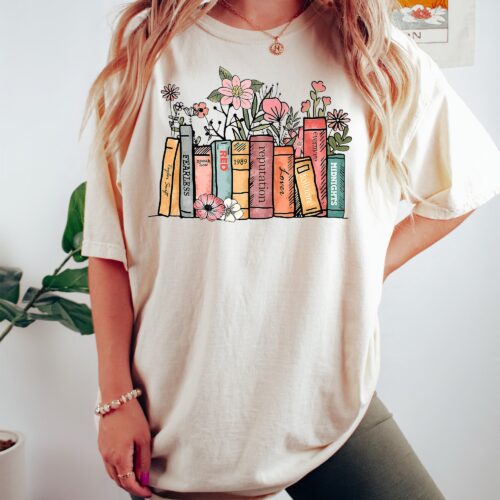 Booktrovert Lover Cute Librarian Teacher Flower Shirt image 0